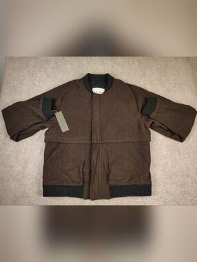 Men's Exley NB Burgun Full-Zip Wool Blend Flight Bomber Jacket Size M Made In US